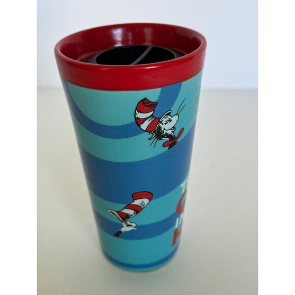 Dr Seuss The Cat In The Hat Travel Coffee Mug Handle Hot Drink Ceramic Lid Blue - Picture 4 of 12